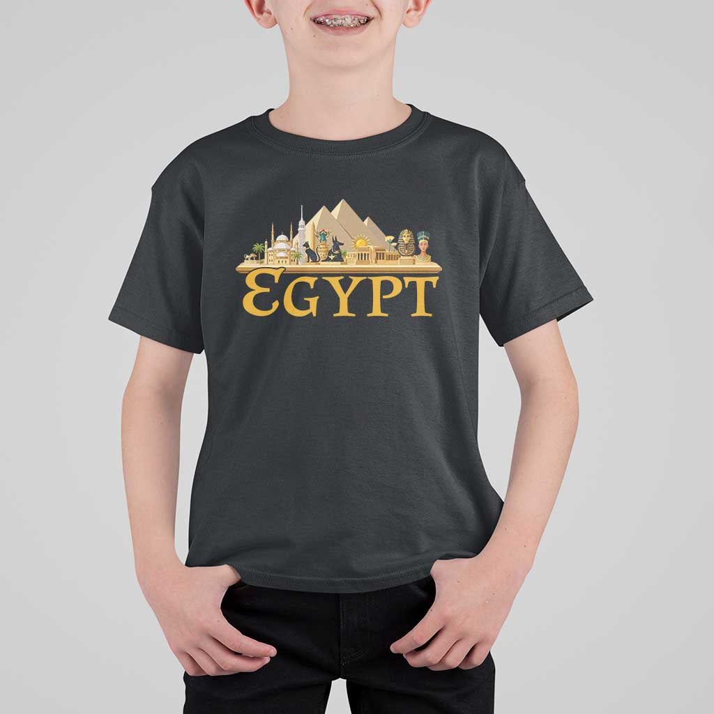 Ancient Egypt Pyramids Sphinx Graphic T Shirt For Kid Vintage Egypt Anubis History Buff Travel Souvenir