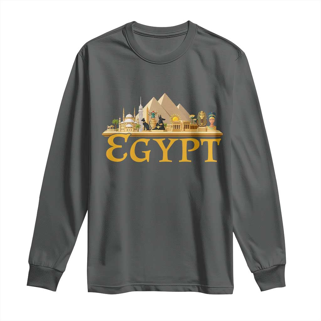 Ancient Egypt Pyramids Sphinx Graphic Long Sleeve Shirt Vintage Egypt Anubis History Buff Travel Souvenir