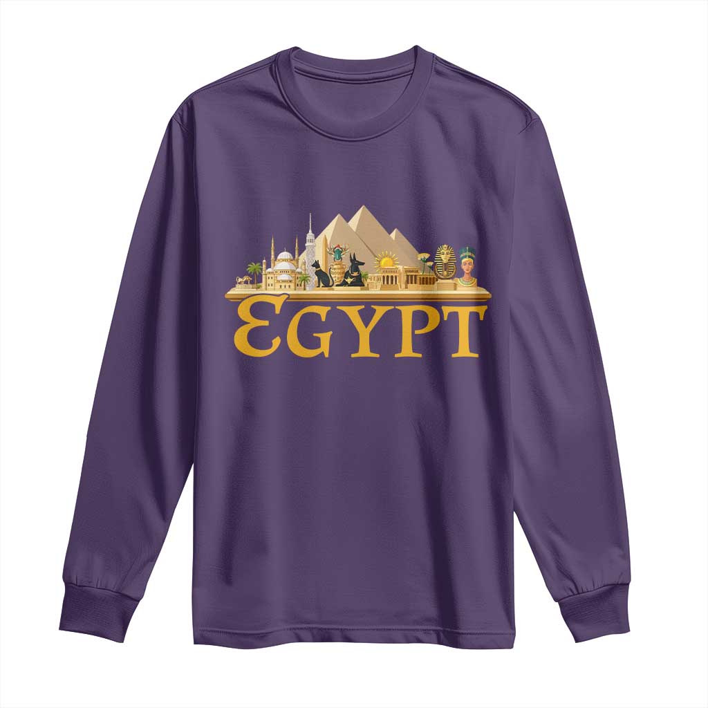 Ancient Egypt Pyramids Sphinx Graphic Long Sleeve Shirt Vintage Egypt Anubis History Buff Travel Souvenir