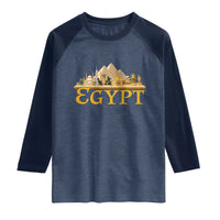 Ancient Egypt Pyramids Sphinx Graphic Raglan Shirt Vintage Egypt Anubis History Buff Travel Souvenir