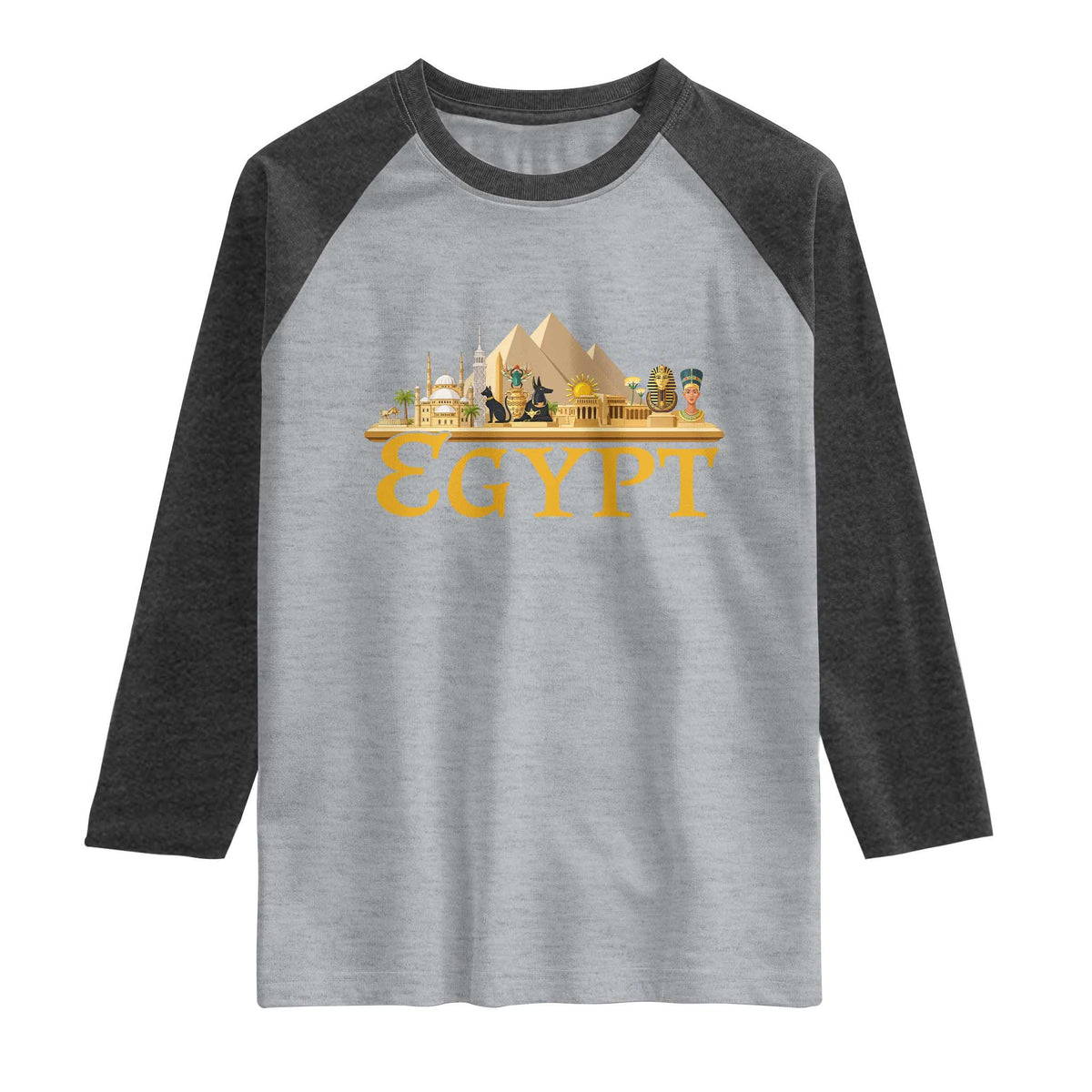 Ancient Egypt Pyramids Sphinx Graphic Raglan Shirt Vintage Egypt Anubis History Buff Travel Souvenir