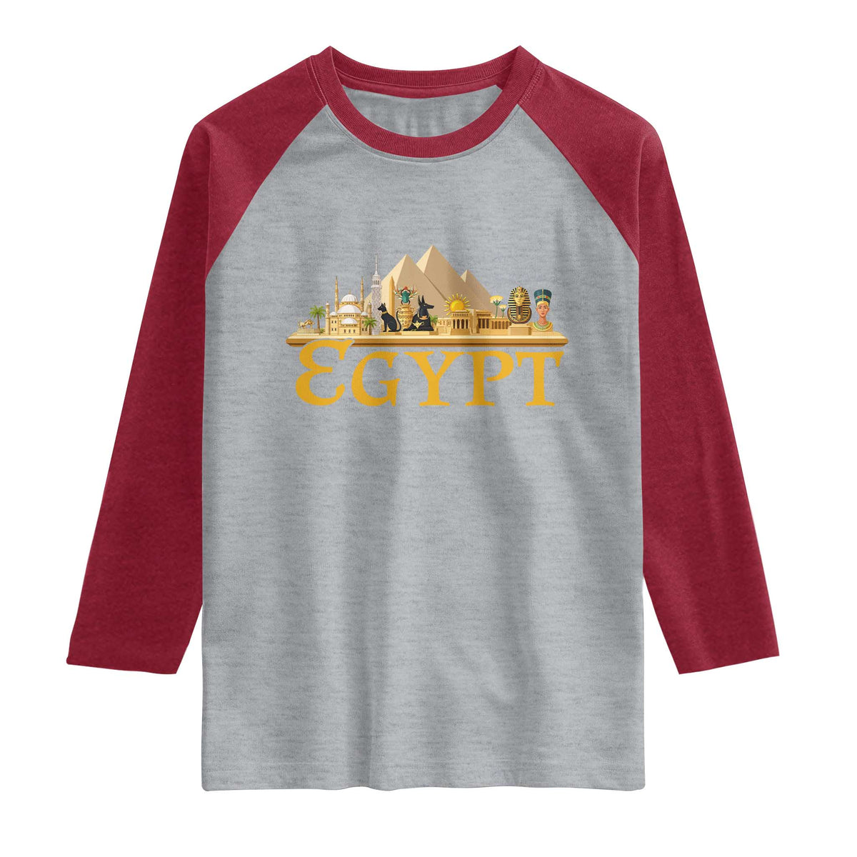 Ancient Egypt Pyramids Sphinx Graphic Raglan Shirt Vintage Egypt Anubis History Buff Travel Souvenir