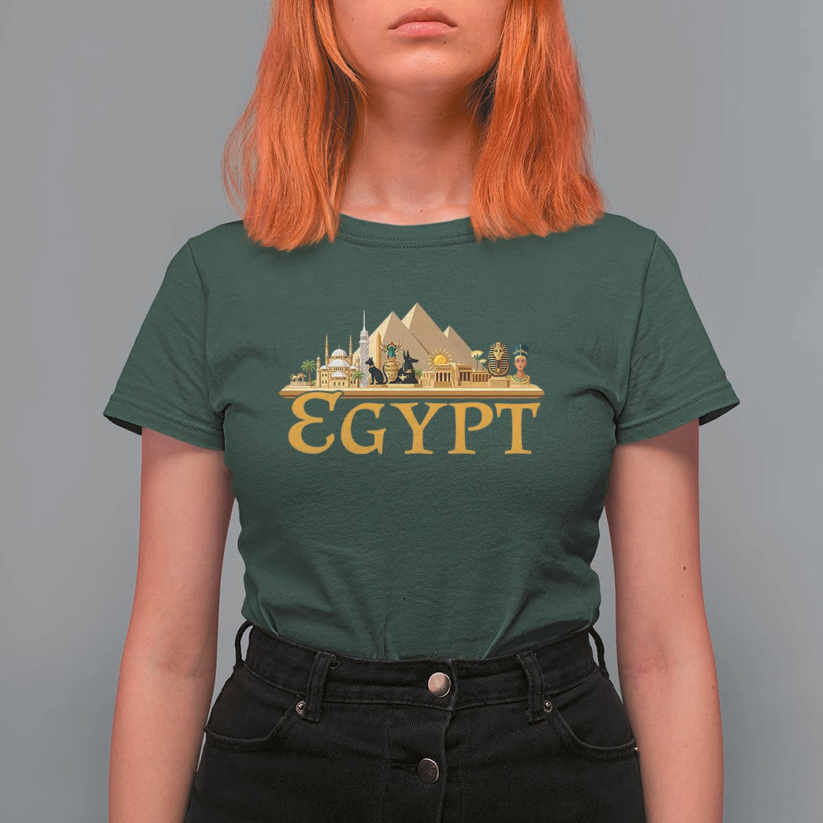 Ancient Egypt Pyramids Sphinx Graphic T Shirt For Women Vintage Egypt Anubis History Buff Travel Souvenir