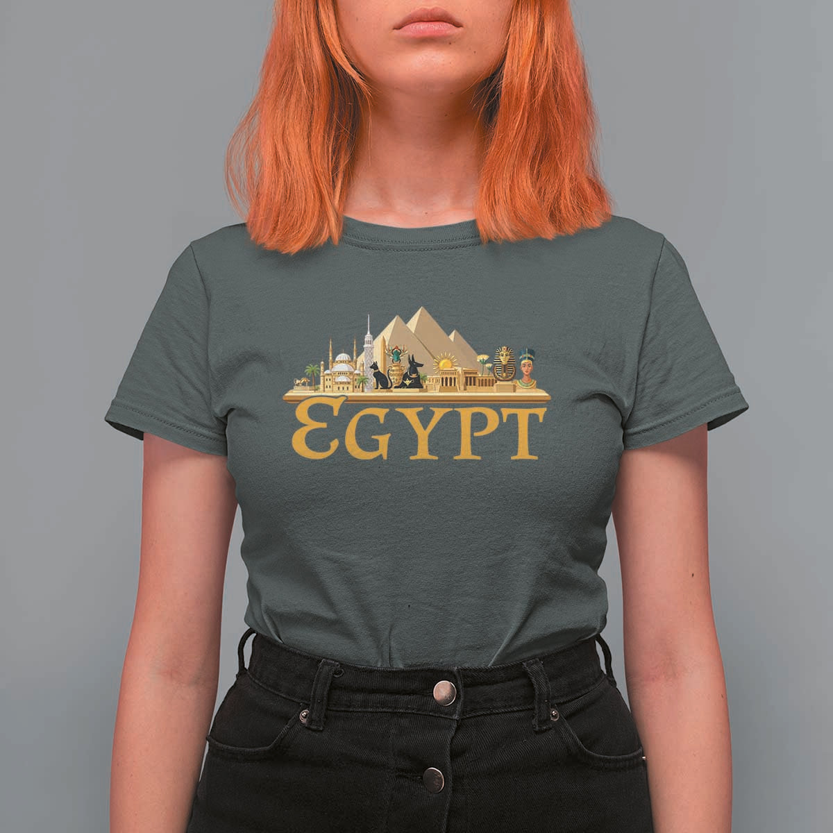 Ancient Egypt Pyramids Sphinx Graphic T Shirt For Women Vintage Egypt Anubis History Buff Travel Souvenir
