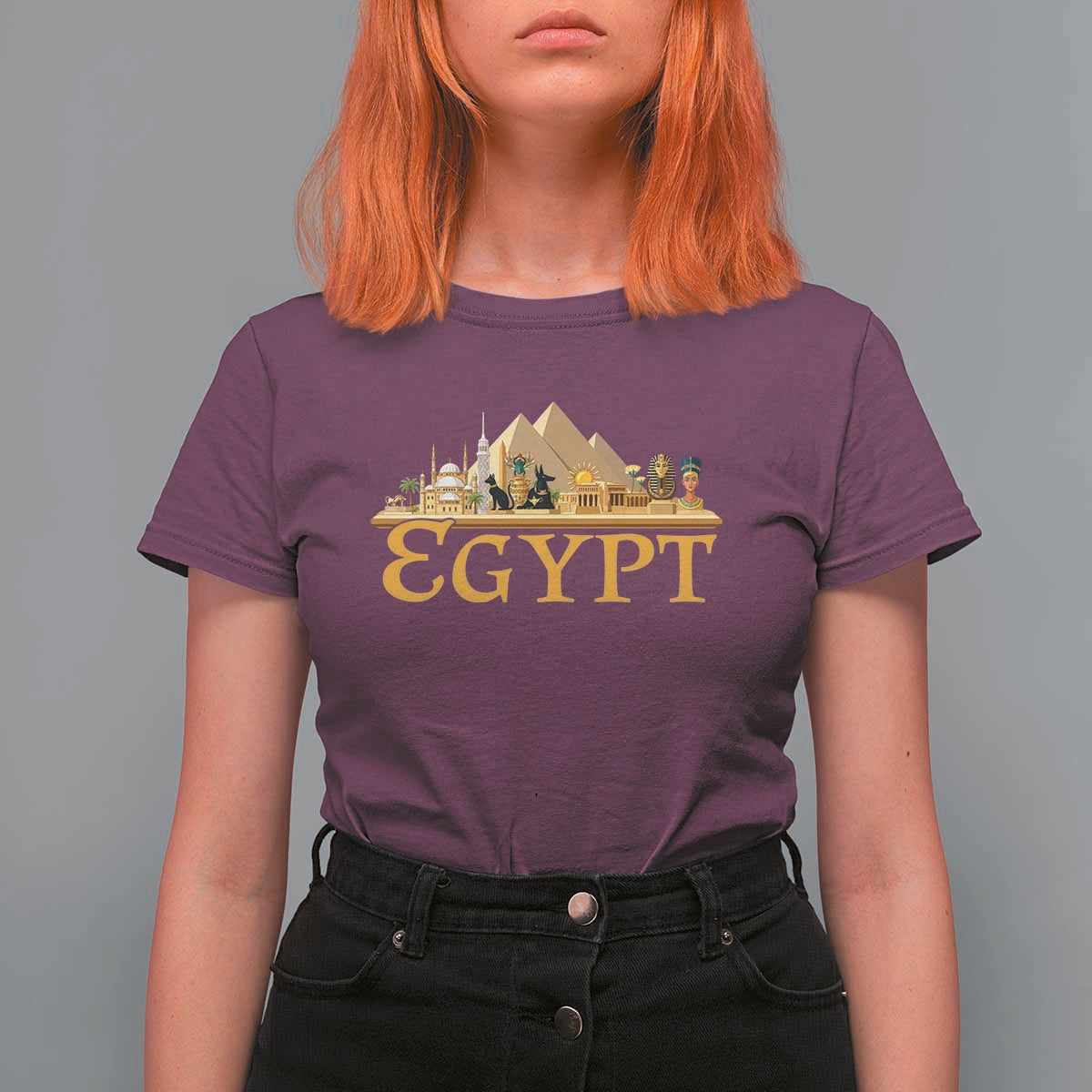 Ancient Egypt Pyramids Sphinx Graphic T Shirt For Women Vintage Egypt Anubis History Buff Travel Souvenir