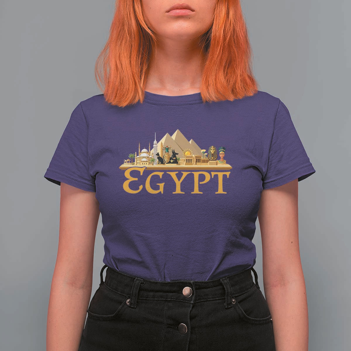 Ancient Egypt Pyramids Sphinx Graphic T Shirt For Women Vintage Egypt Anubis History Buff Travel Souvenir