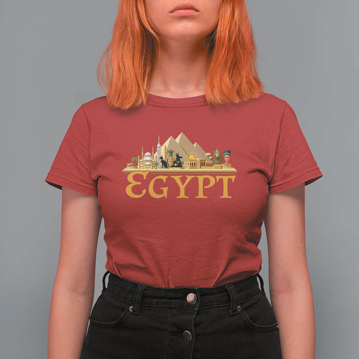 Ancient Egypt Pyramids Sphinx Graphic T Shirt For Women Vintage Egypt Anubis History Buff Travel Souvenir