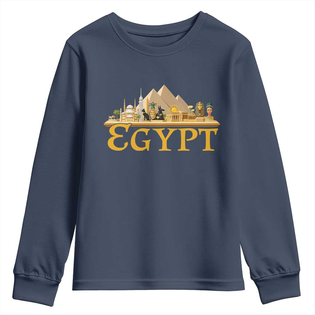 Ancient Egypt Pyramids Sphinx Graphic Youth Sweatshirt Vintage Egypt Anubis History Buff Travel Souvenir