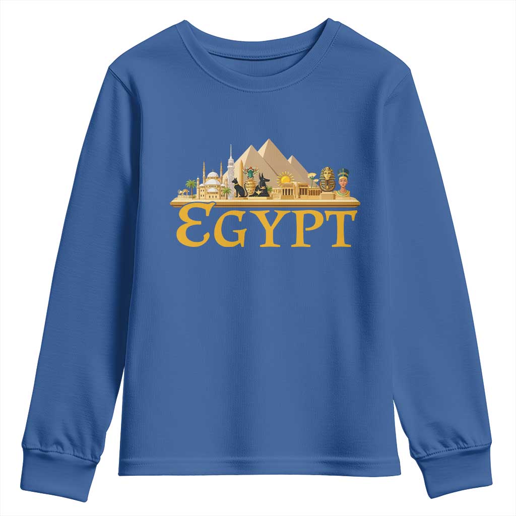 Ancient Egypt Pyramids Sphinx Graphic Youth Sweatshirt Vintage Egypt Anubis History Buff Travel Souvenir