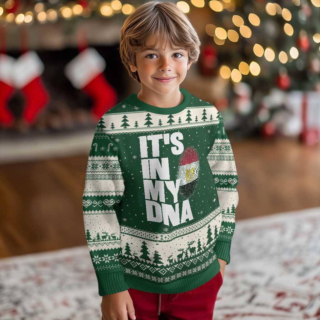 Egypt It's In My DNA Flag Fingerprint Graphic Ugly Christmas Sweater Egyptian Heritage Pride Roots