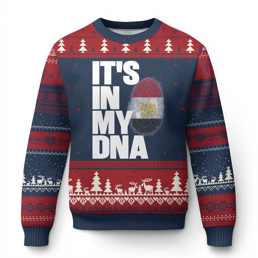 Egypt It's In My DNA Flag Fingerprint Graphic Ugly Christmas Sweater Egyptian Heritage Pride Roots