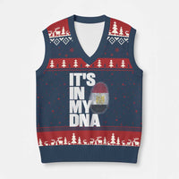 Egypt It's In My DNA Flag Fingerprint Graphic V-Neck Knit Sweater Vest Egyptian Heritage Pride Roots
