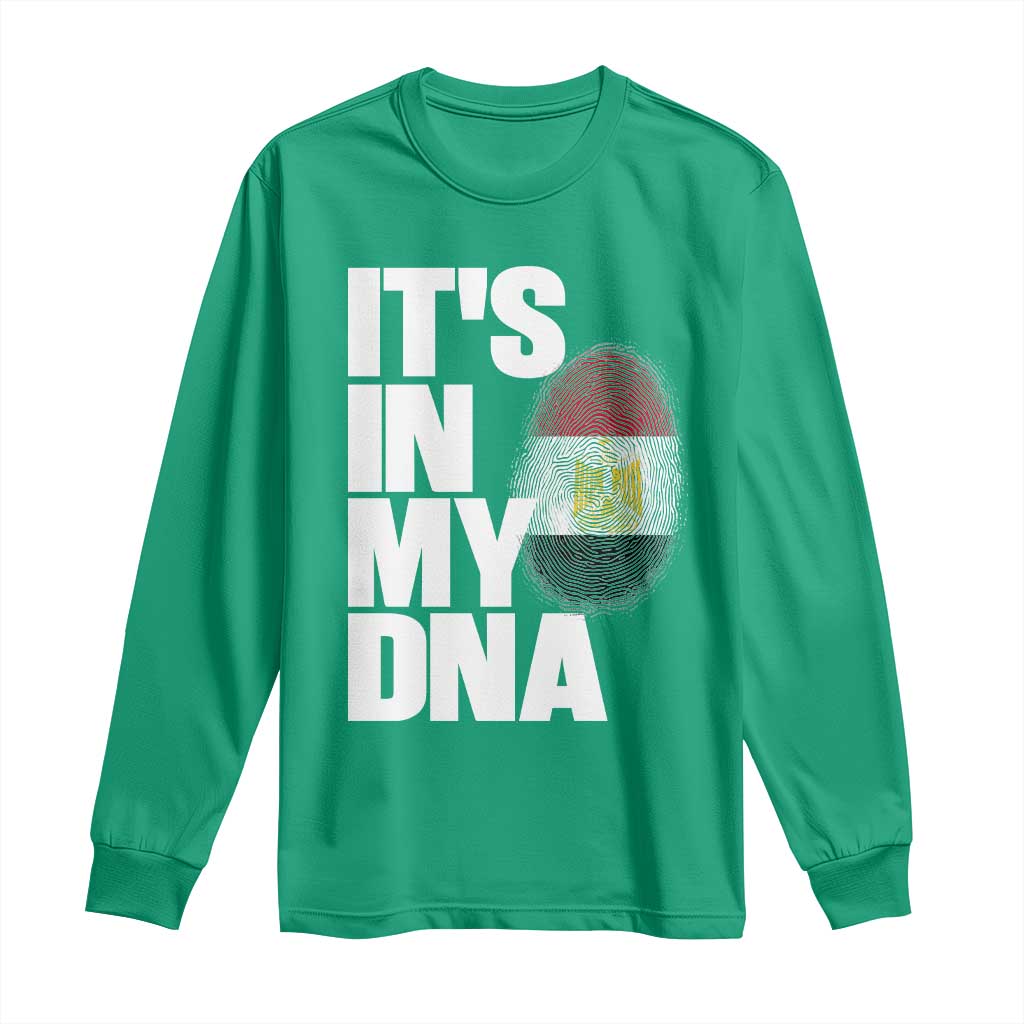 Egypt It's In My DNA Flag Fingerprint Graphic Long Sleeve Shirt Egyptian Heritage Pride Roots