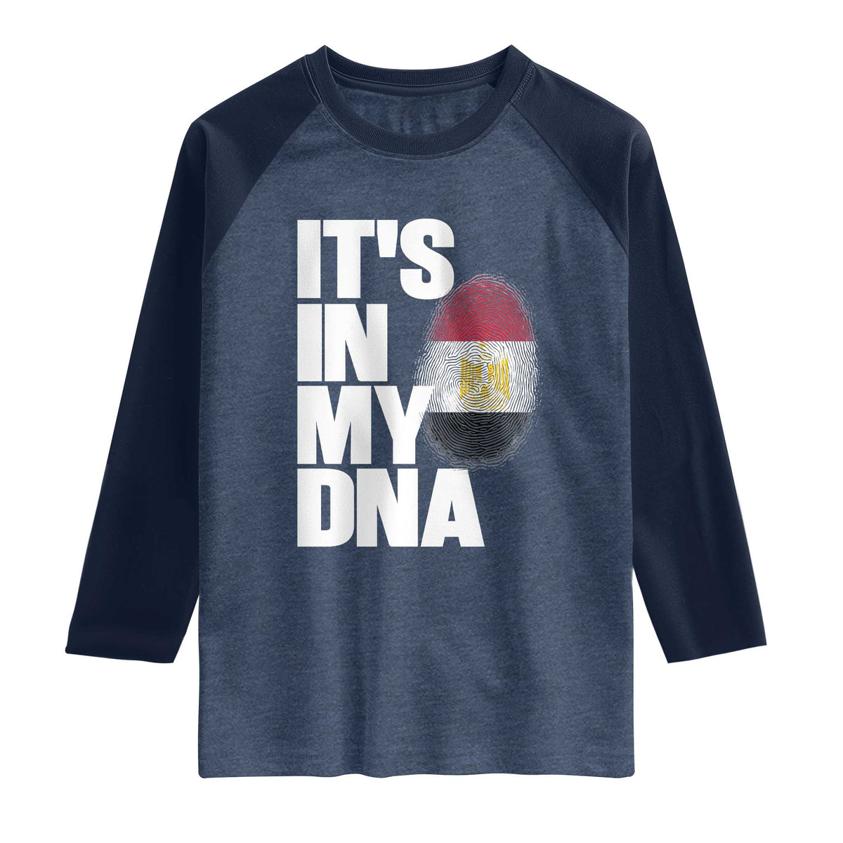 Egypt It's In My DNA Flag Fingerprint Graphic Raglan Shirt Egyptian Heritage Pride Roots