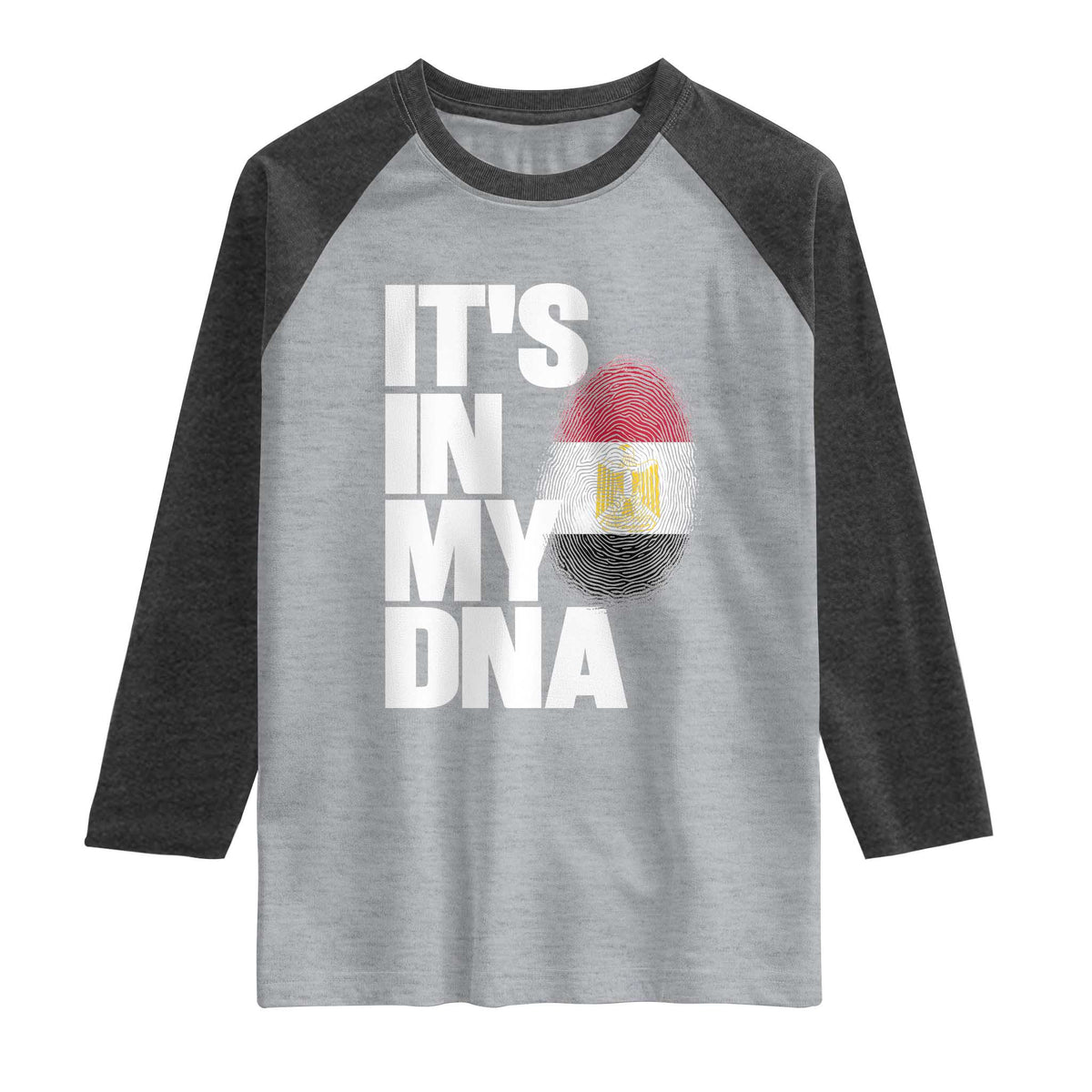 Egypt It's In My DNA Flag Fingerprint Graphic Raglan Shirt Egyptian Heritage Pride Roots