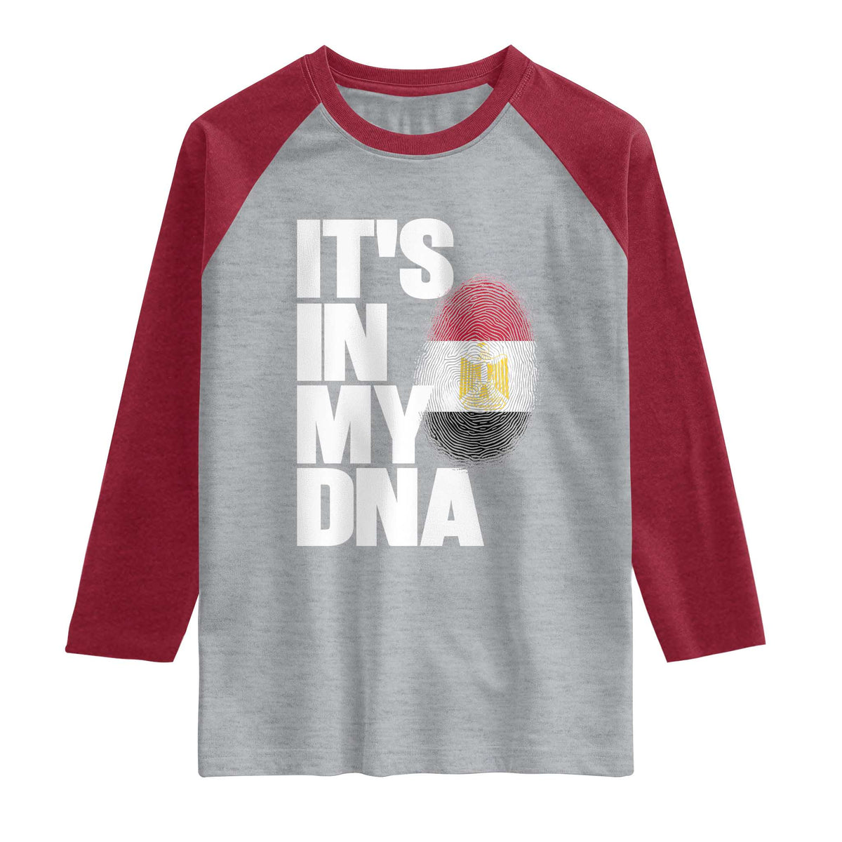 Egypt It's In My DNA Flag Fingerprint Graphic Raglan Shirt Egyptian Heritage Pride Roots