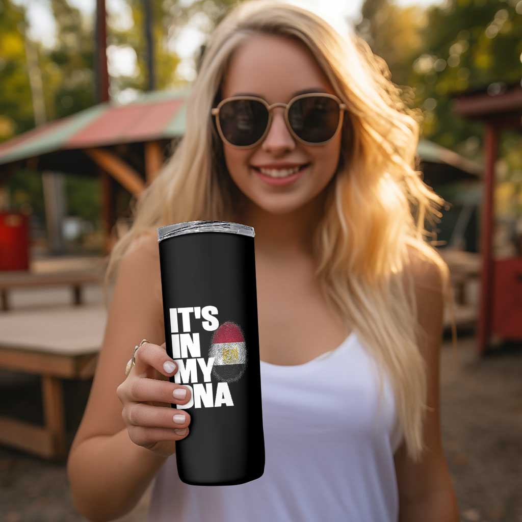 Egypt It's In My DNA Flag Fingerprint Graphic Skinny Tumbler Egyptian Heritage Pride Roots