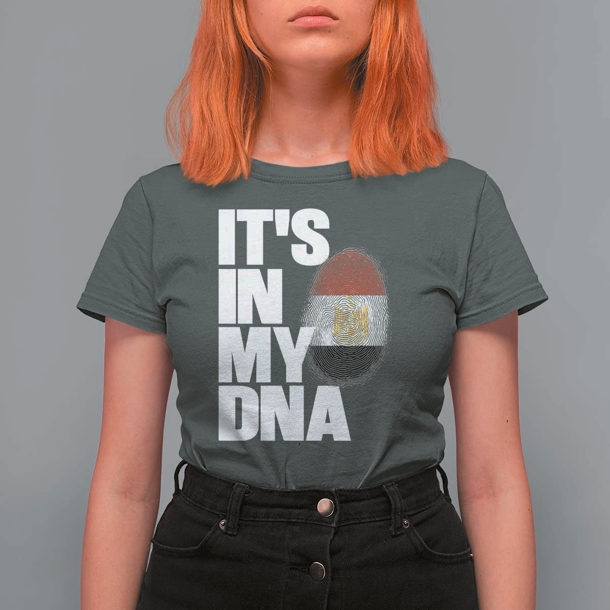 Egypt It's In My DNA Flag Fingerprint Graphic T Shirt For Women Egyptian Heritage Pride Roots