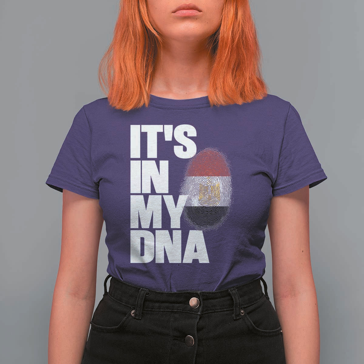 Egypt It's In My DNA Flag Fingerprint Graphic T Shirt For Women Egyptian Heritage Pride Roots