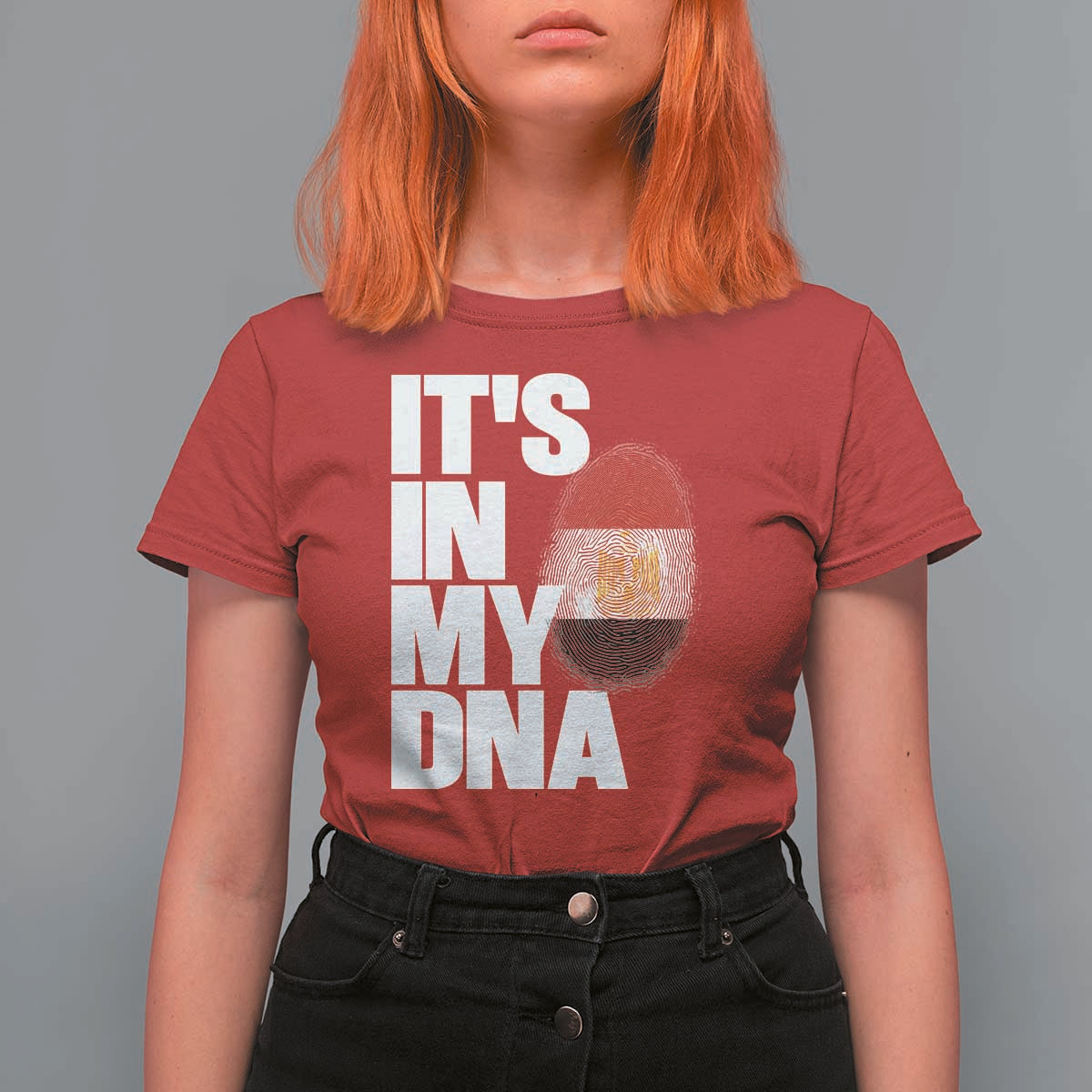 Egypt It's In My DNA Flag Fingerprint Graphic T Shirt For Women Egyptian Heritage Pride Roots