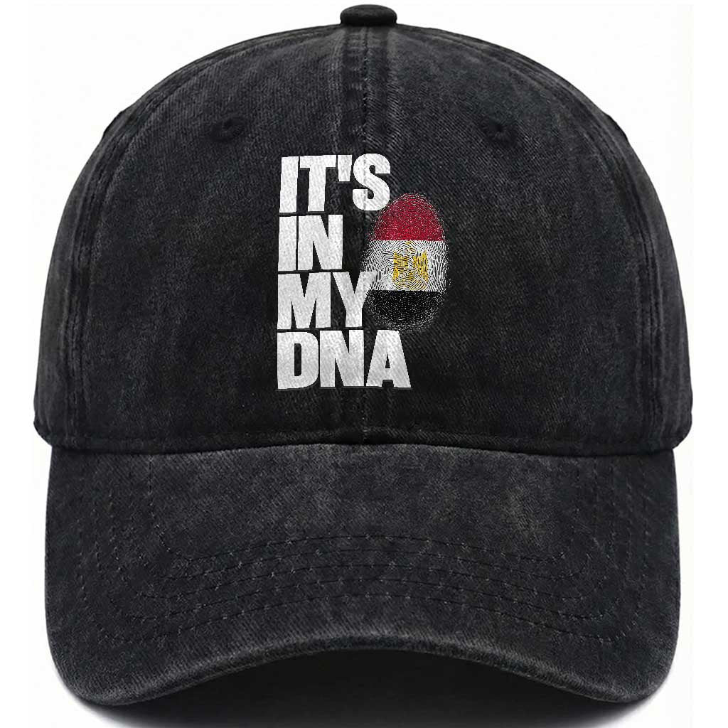 Egypt It's In My DNA Flag Fingerprint Graphic Washed Cotton Baseball Cap Egyptian Heritage Pride Roots