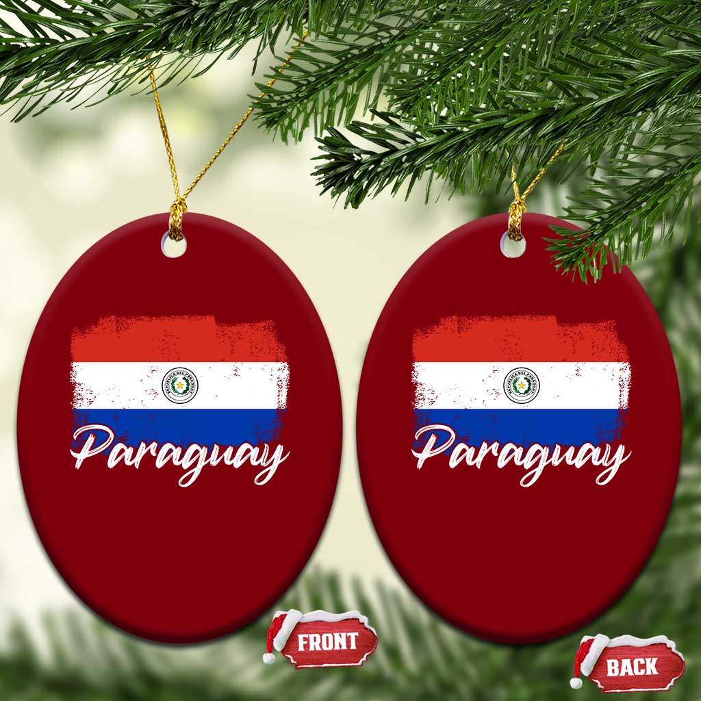 Vintage Paraguay Flag Paraguaya Heritage Pride Roots Ceramic Ornament