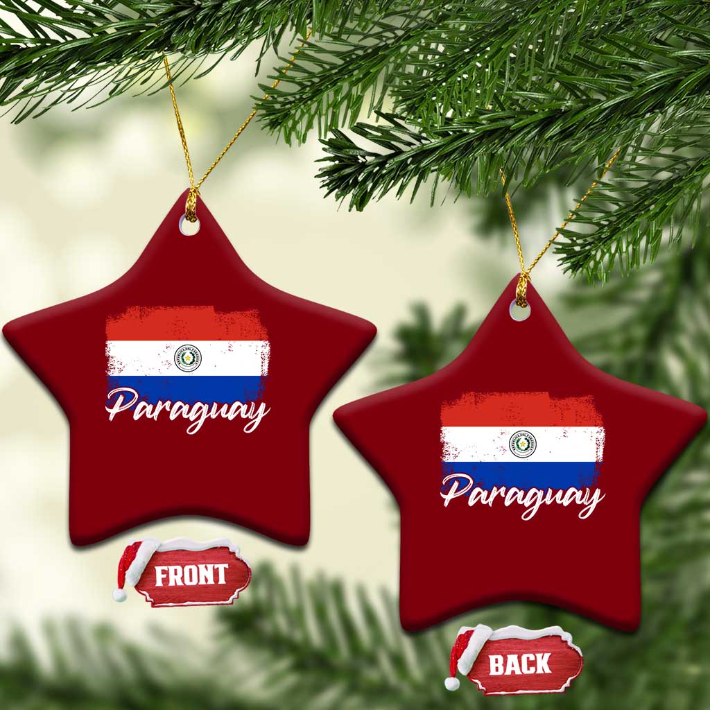 Vintage Paraguay Flag Paraguaya Heritage Pride Roots Ceramic Ornament