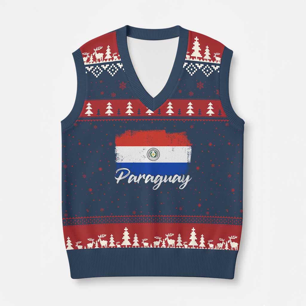 Vintage Paraguay Flag Paraguaya Heritage Pride Roots V-Neck Knit Sweater Vest