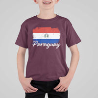 Vintage Paraguay Flag Paraguaya Heritage Pride Roots T Shirt For Kid