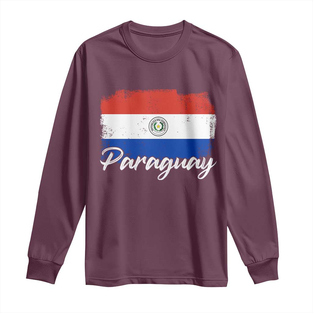 Vintage Paraguay Flag Paraguaya Heritage Pride Roots Long Sleeve Shirt