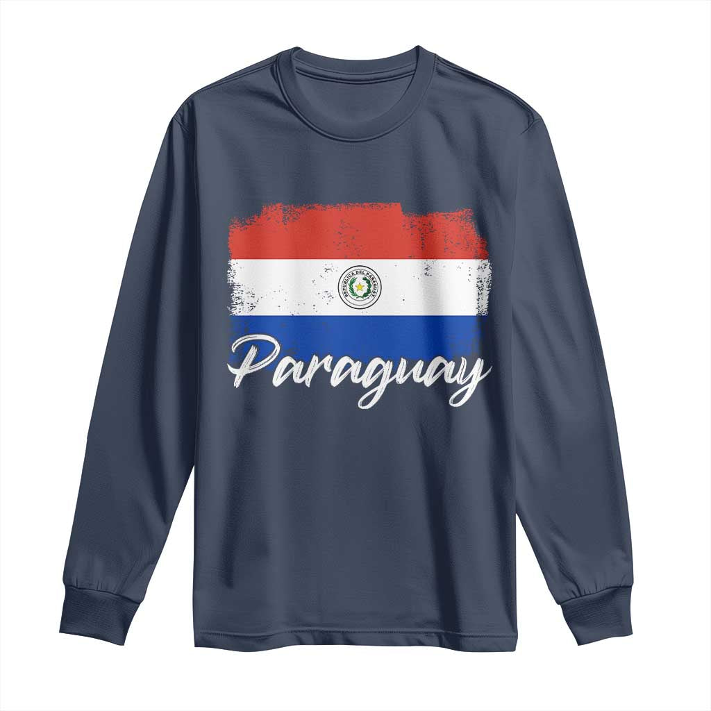Vintage Paraguay Flag Paraguaya Heritage Pride Roots Long Sleeve Shirt
