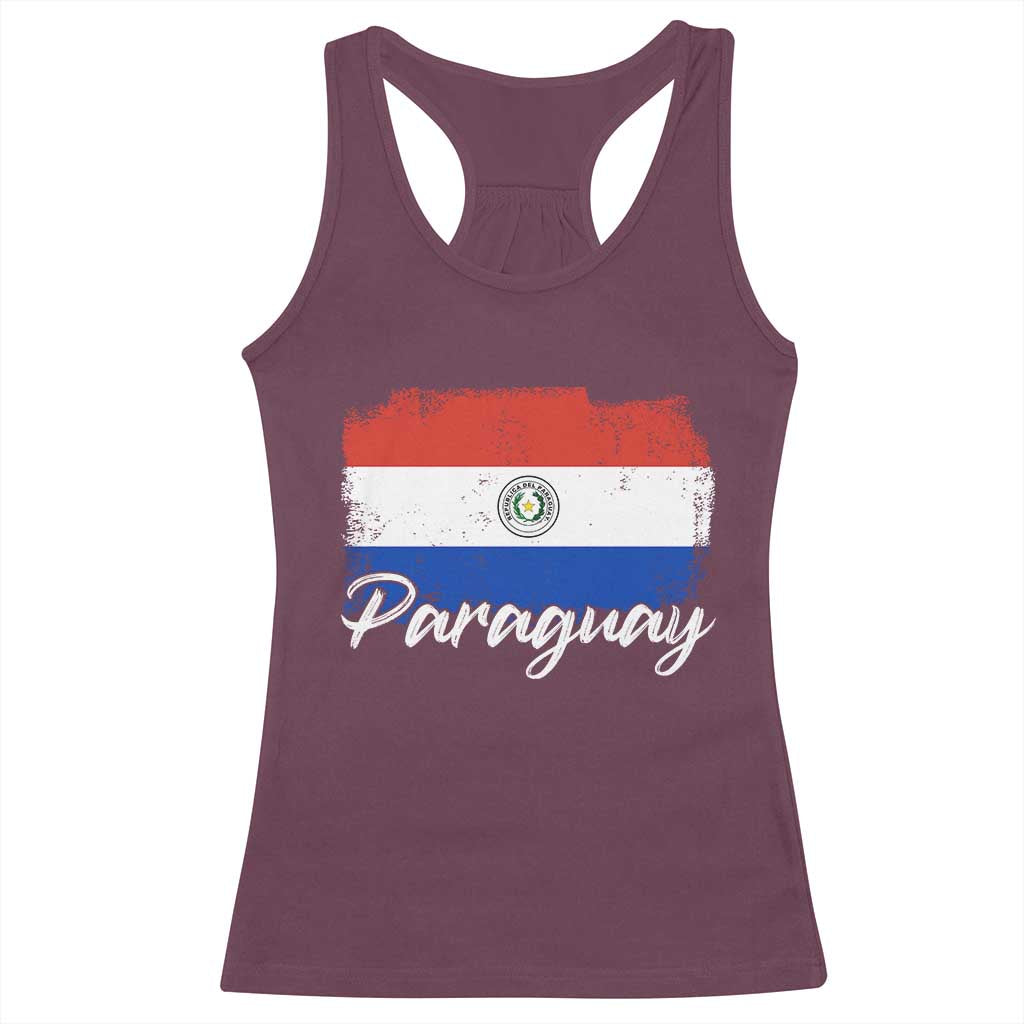 Vintage Paraguay Flag Paraguaya Heritage Pride Roots Racerback Tank Top