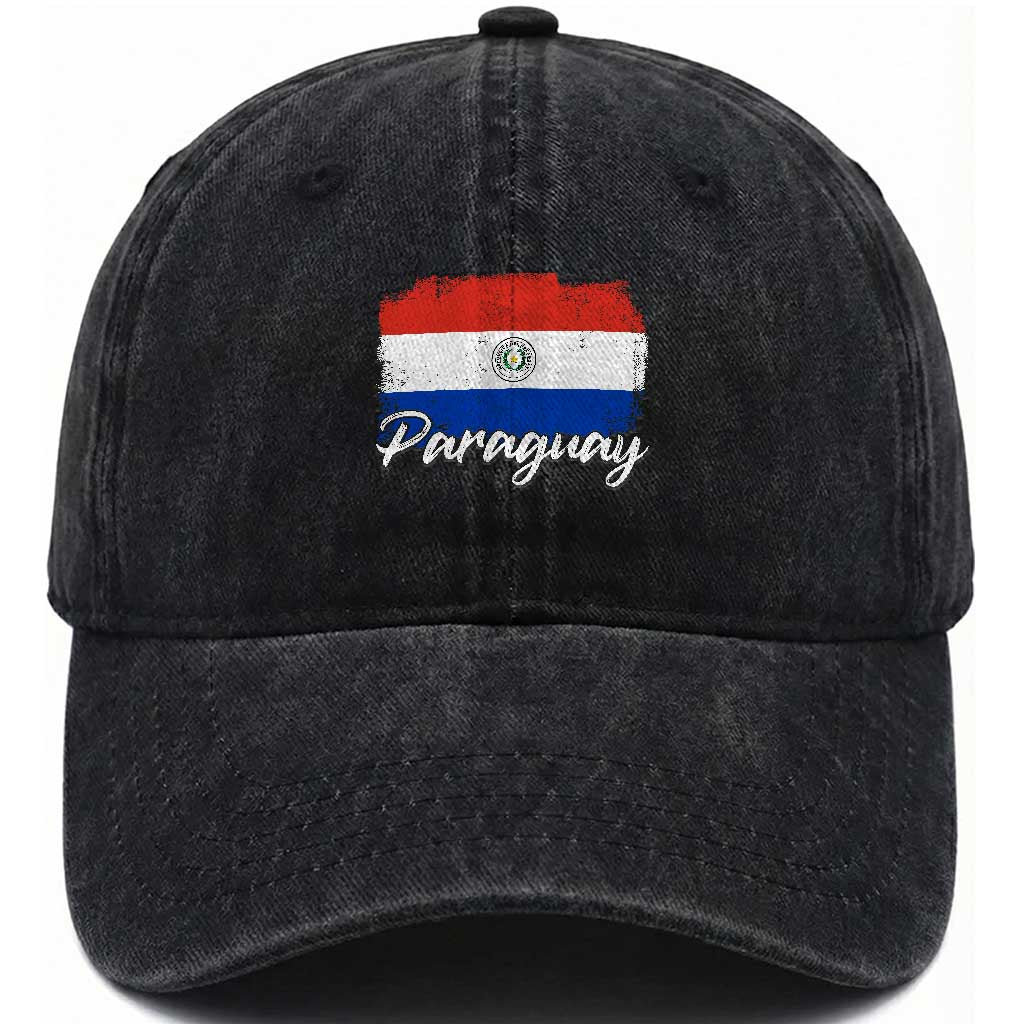 Vintage Paraguay Flag Paraguaya Heritage Pride Roots Washed Cotton Baseball Cap