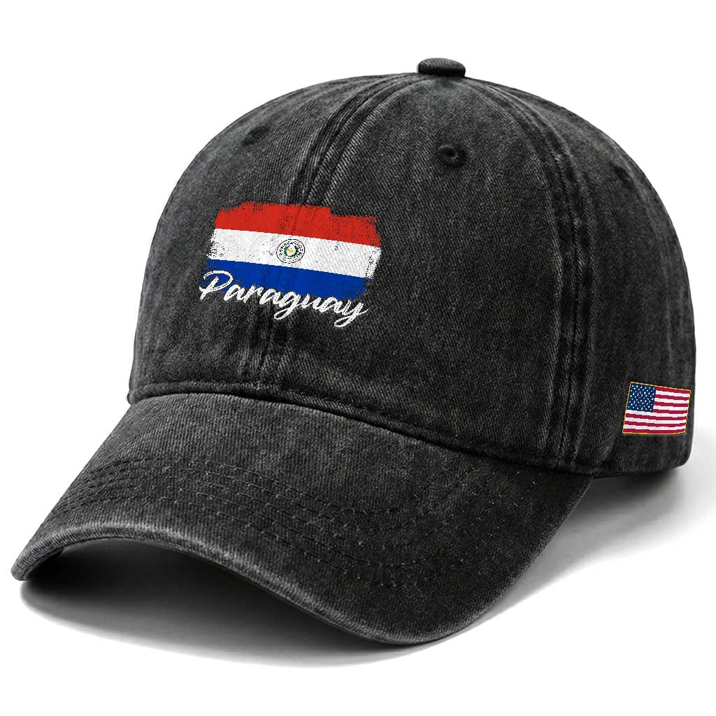 Vintage Paraguay Flag Paraguaya Heritage Pride Roots Washed Cotton Baseball Cap