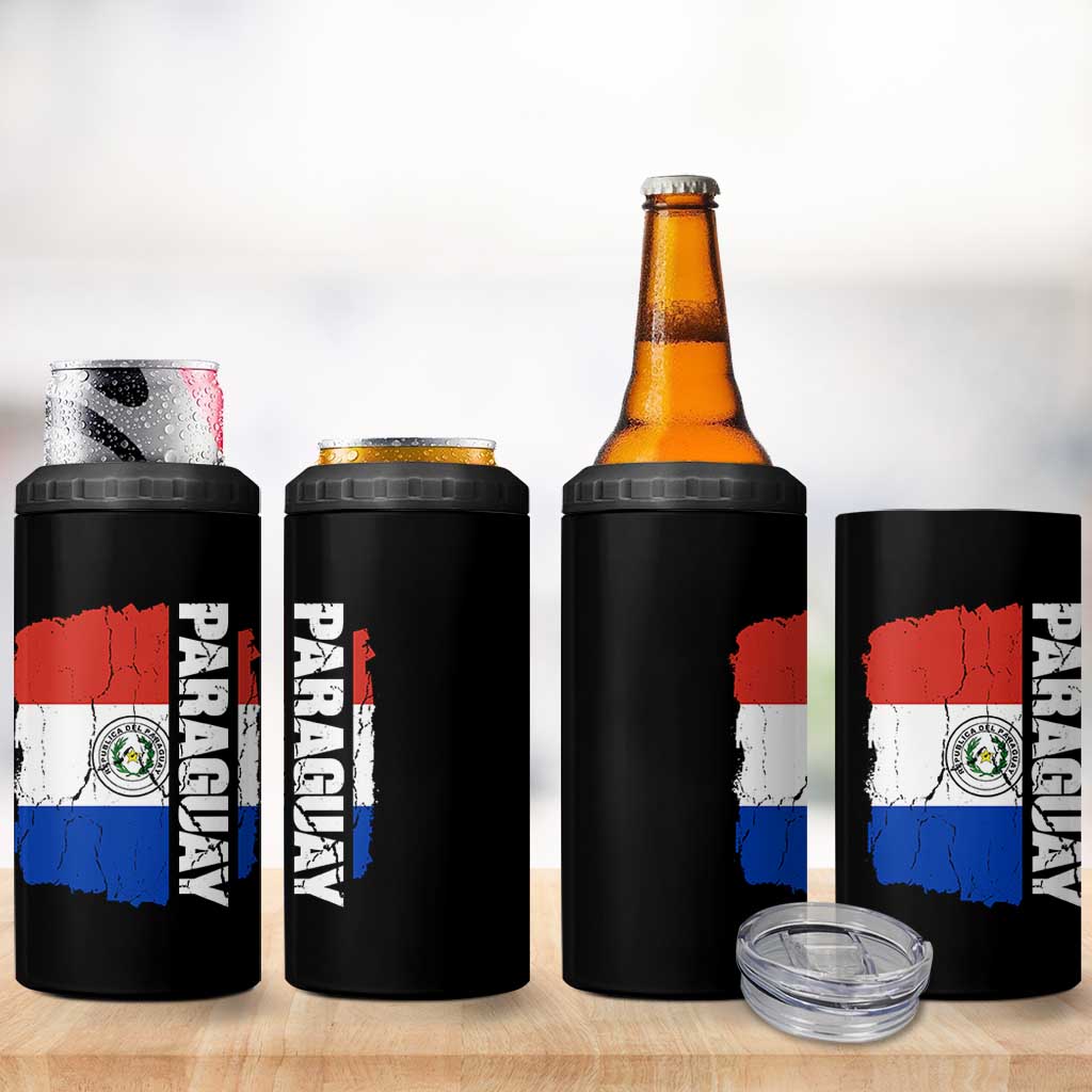 Paraguay Proud Roots Vintage Paraguaya Flag Heritage Pride 4 in 1 Can Cooler Tumbler