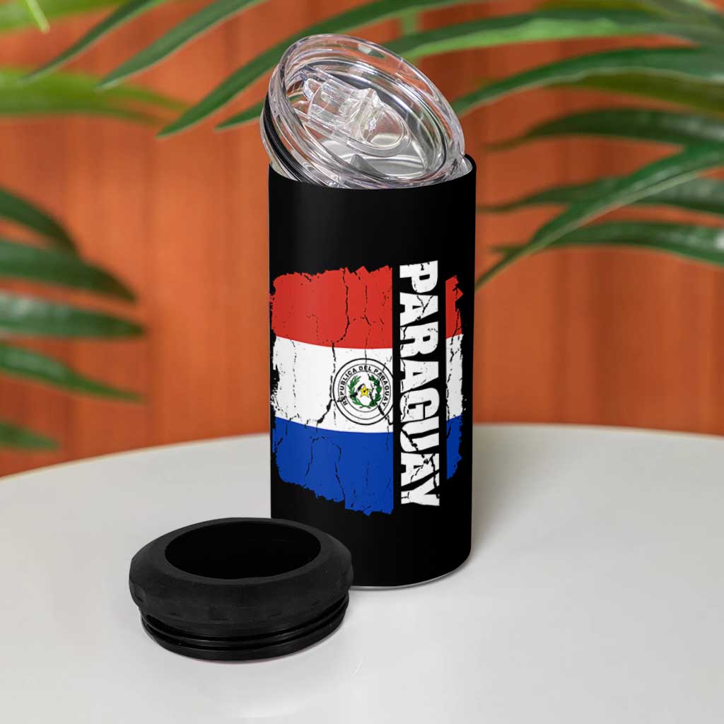 Paraguay Proud Roots Vintage Paraguaya Flag Heritage Pride 4 in 1 Can Cooler Tumbler