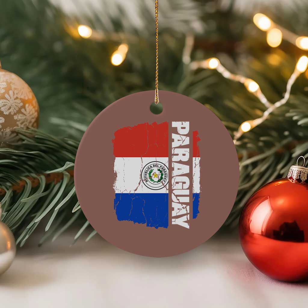 Paraguay Proud Roots Vintage Paraguaya Flag Heritage Pride Ceramic Ornament
