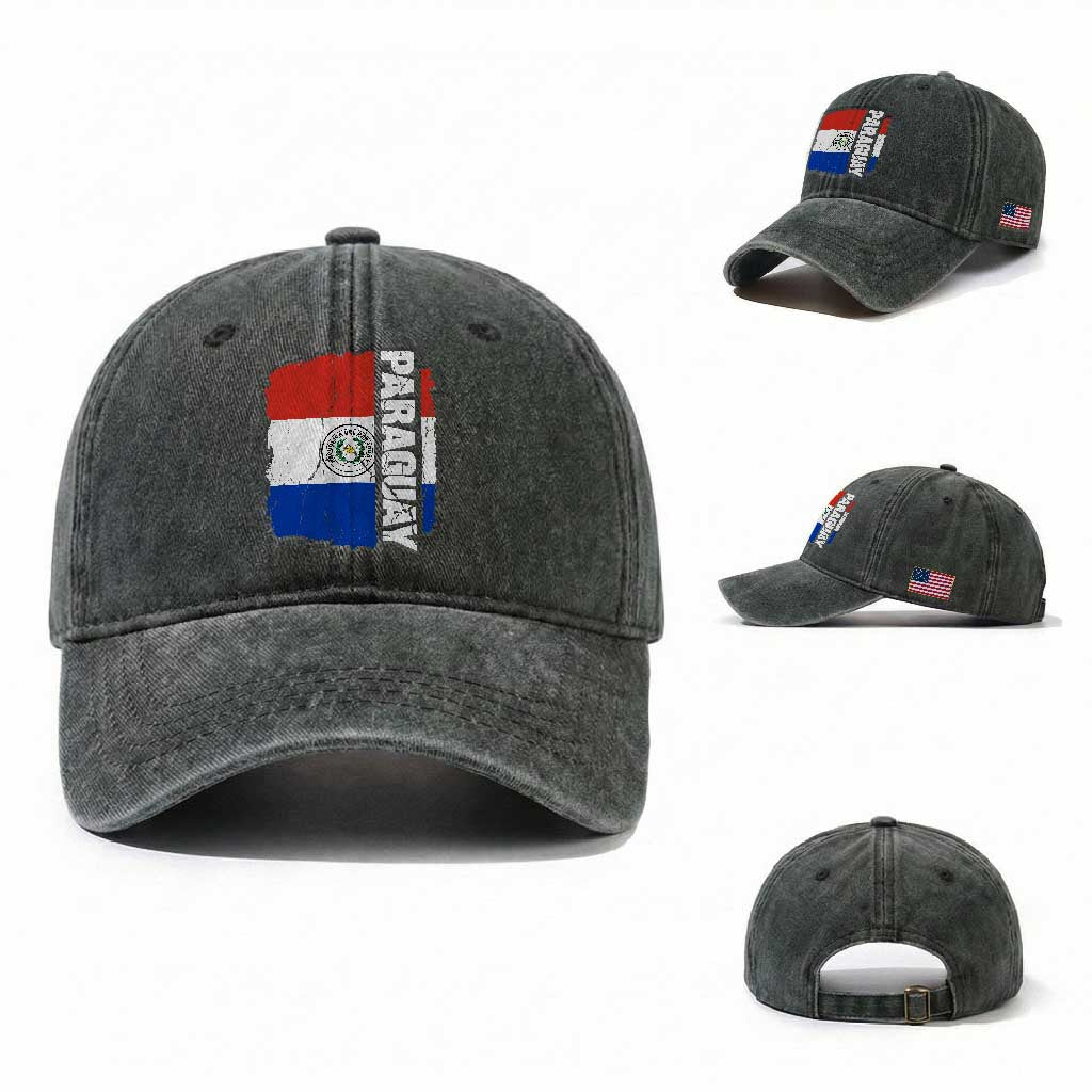 Paraguay Proud Roots Vintage Paraguaya Flag Heritage Pride Washed Cotton Baseball Cap