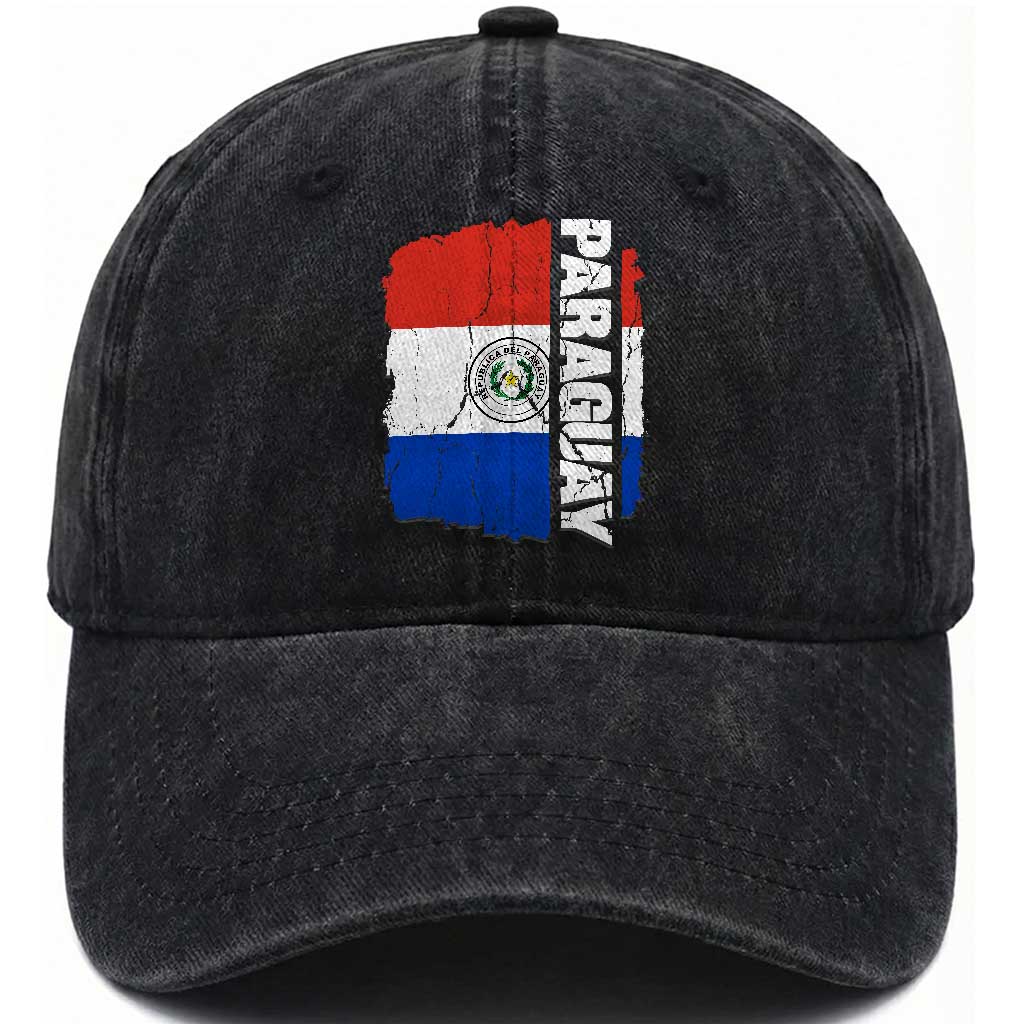 Paraguay Proud Roots Vintage Paraguaya Flag Heritage Pride Washed Cotton Baseball Cap
