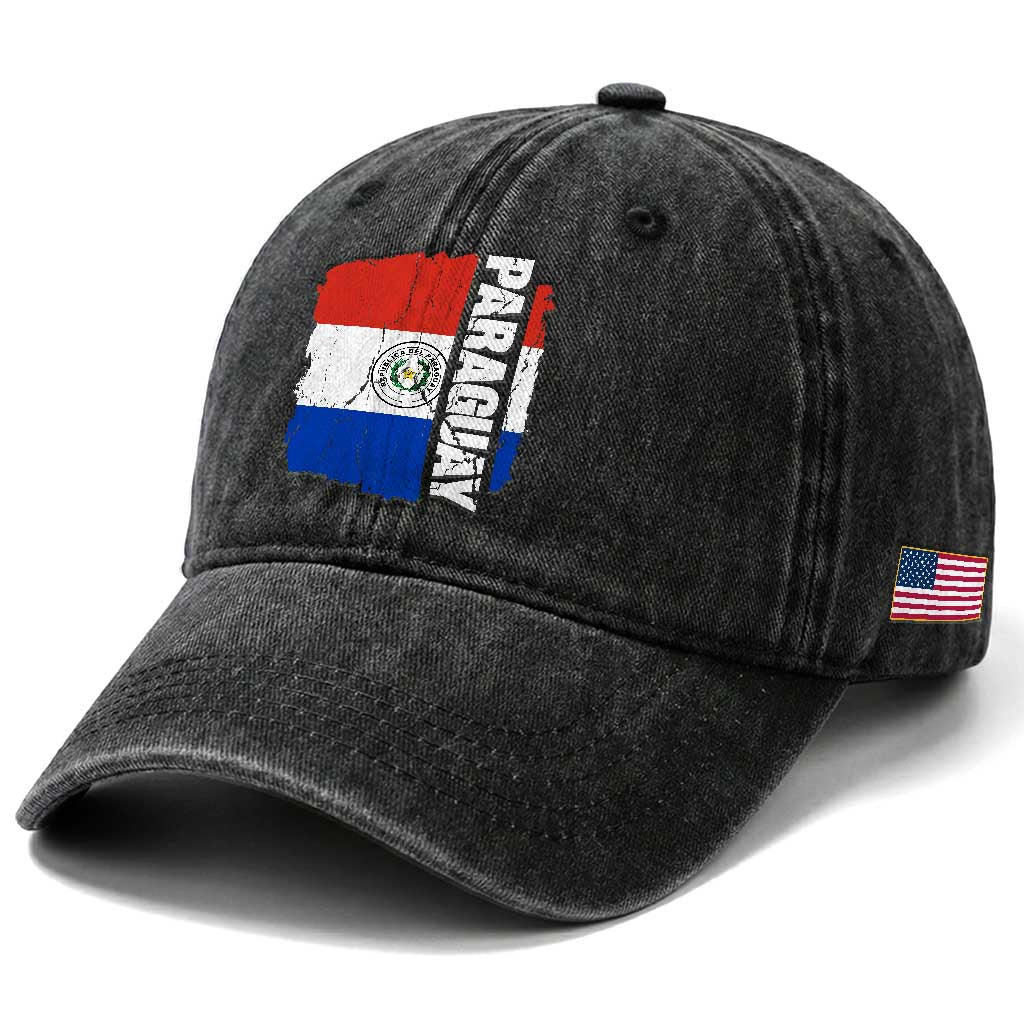Paraguay Proud Roots Vintage Paraguaya Flag Heritage Pride Washed Cotton Baseball Cap