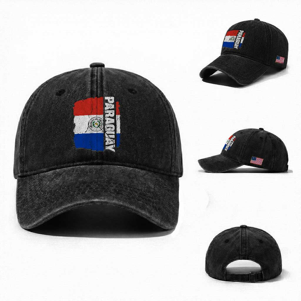 Paraguay Proud Roots Vintage Paraguaya Flag Heritage Pride Washed Cotton Baseball Cap