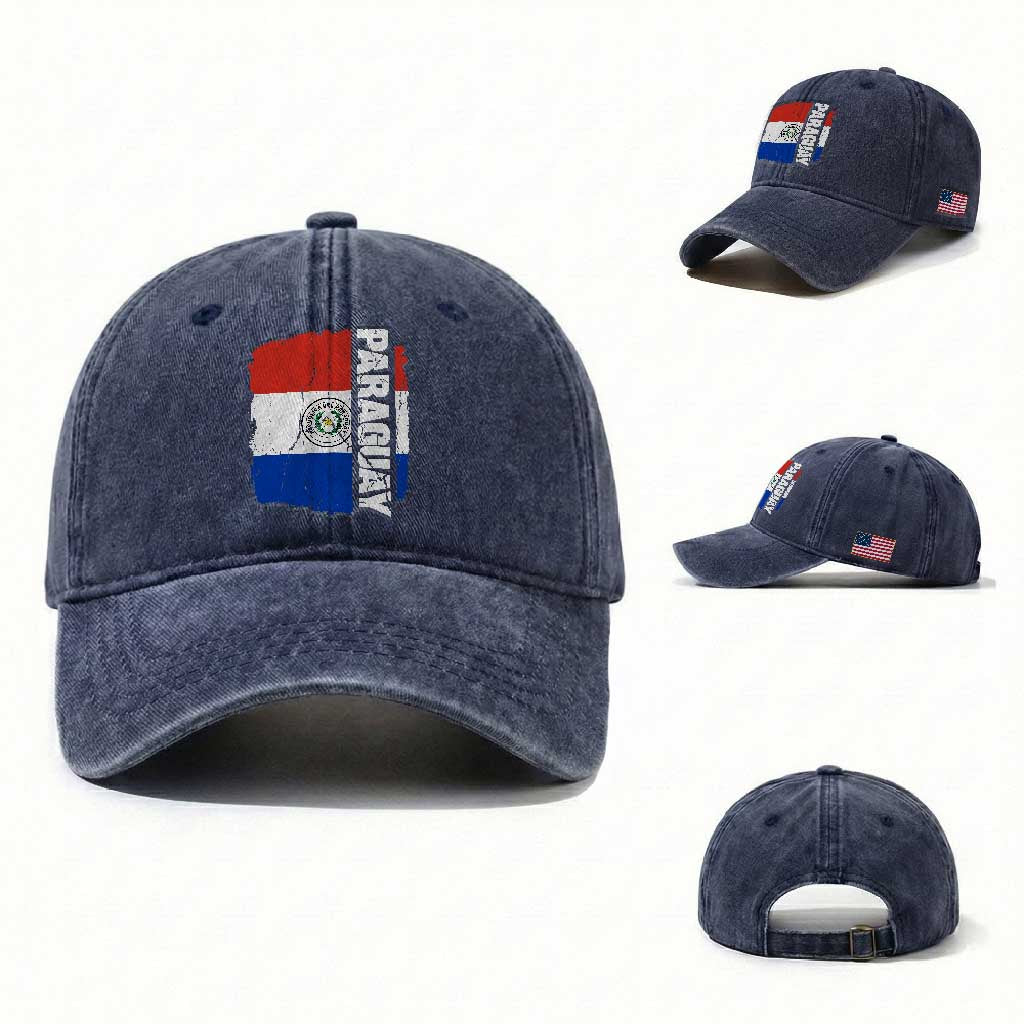 Paraguay Proud Roots Vintage Paraguaya Flag Heritage Pride Washed Cotton Baseball Cap