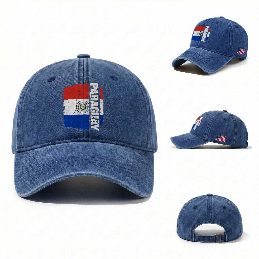 Paraguay Proud Roots Vintage Paraguaya Flag Heritage Pride Washed Cotton Baseball Cap