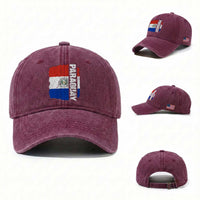 Paraguay Proud Roots Vintage Paraguaya Flag Heritage Pride Washed Cotton Baseball Cap