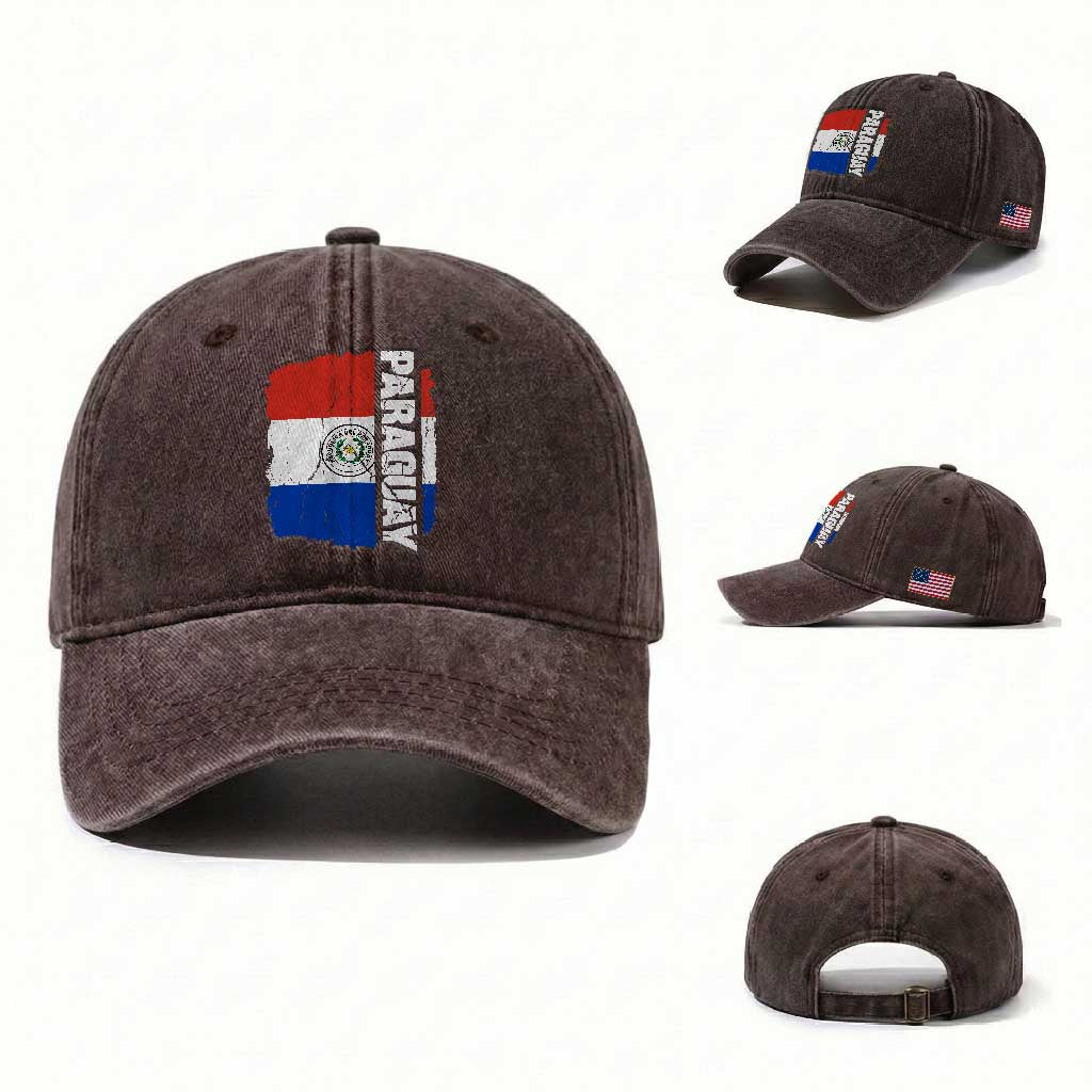 Paraguay Proud Roots Vintage Paraguaya Flag Heritage Pride Washed Cotton Baseball Cap