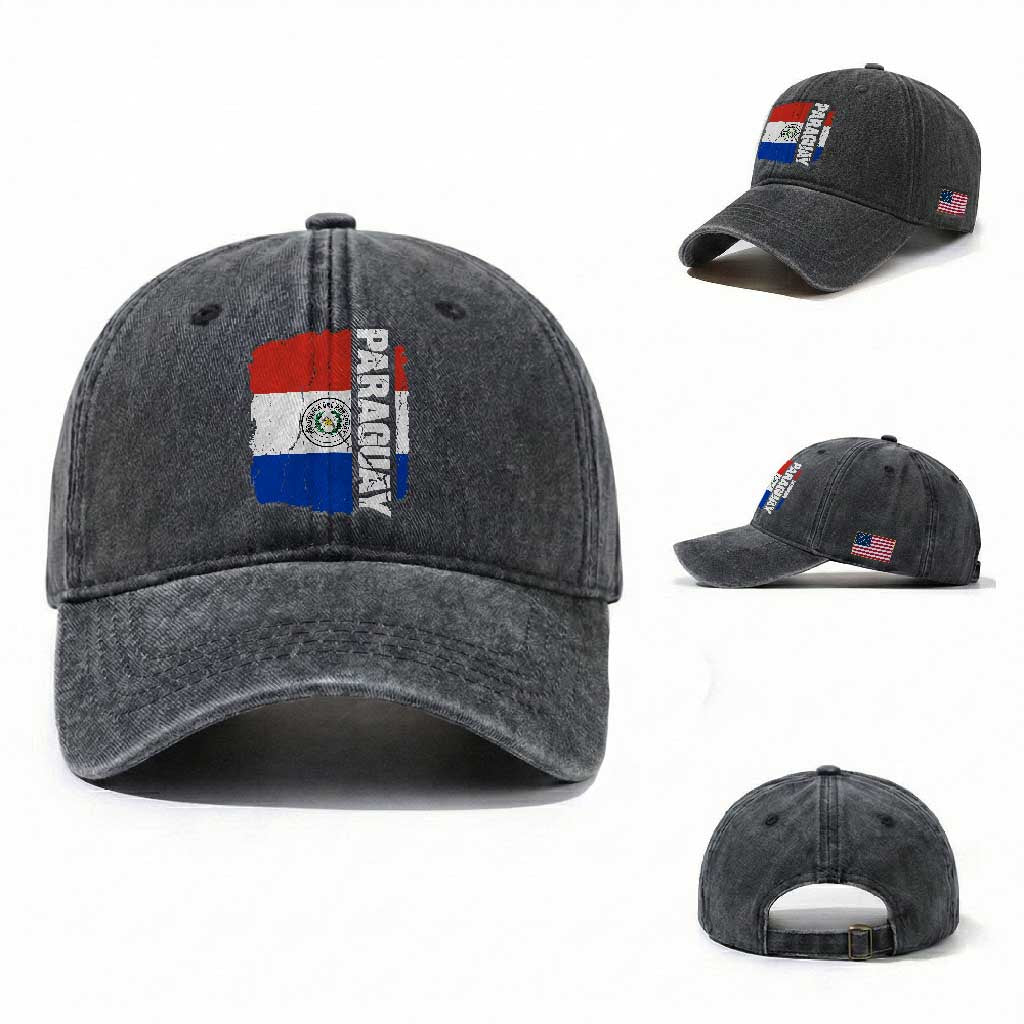 Paraguay Proud Roots Vintage Paraguaya Flag Heritage Pride Washed Cotton Baseball Cap