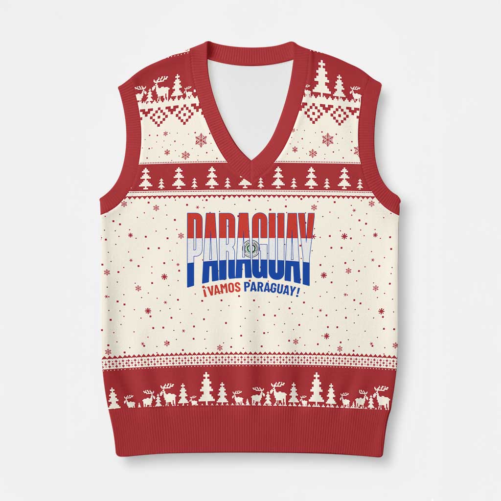 Vamos Paraguay Long Live Soccer Cheer V-Neck Knit Sweater Vest Patriotic Paraguaya Futbol Football Fans Pride
