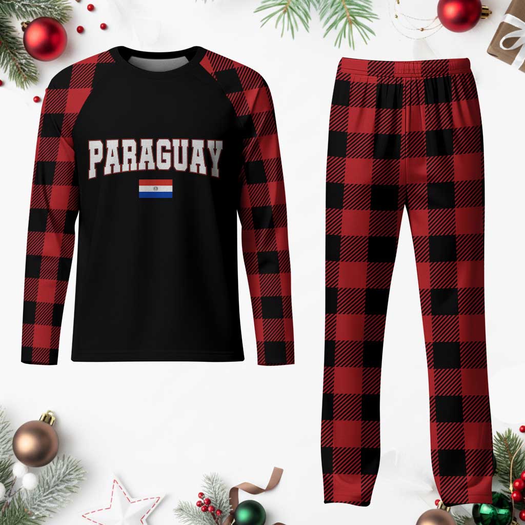 Paraguay Retro Athletic Varsity Style Plaid Pajama Set Paraguaya Flag Country Pride Heritage
