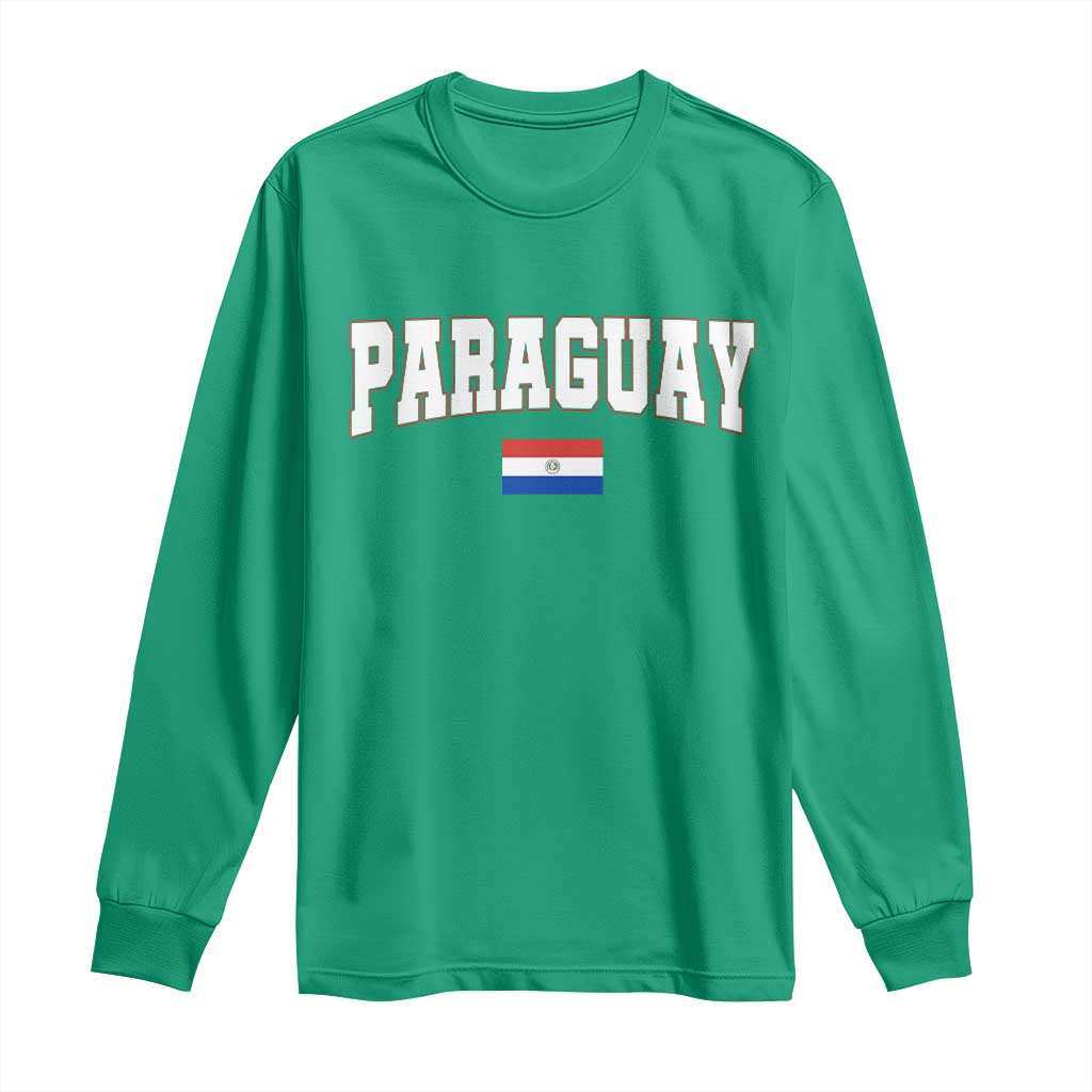 Paraguay Retro Athletic Varsity Style Long Sleeve Shirt Paraguaya Flag Country Pride Heritage