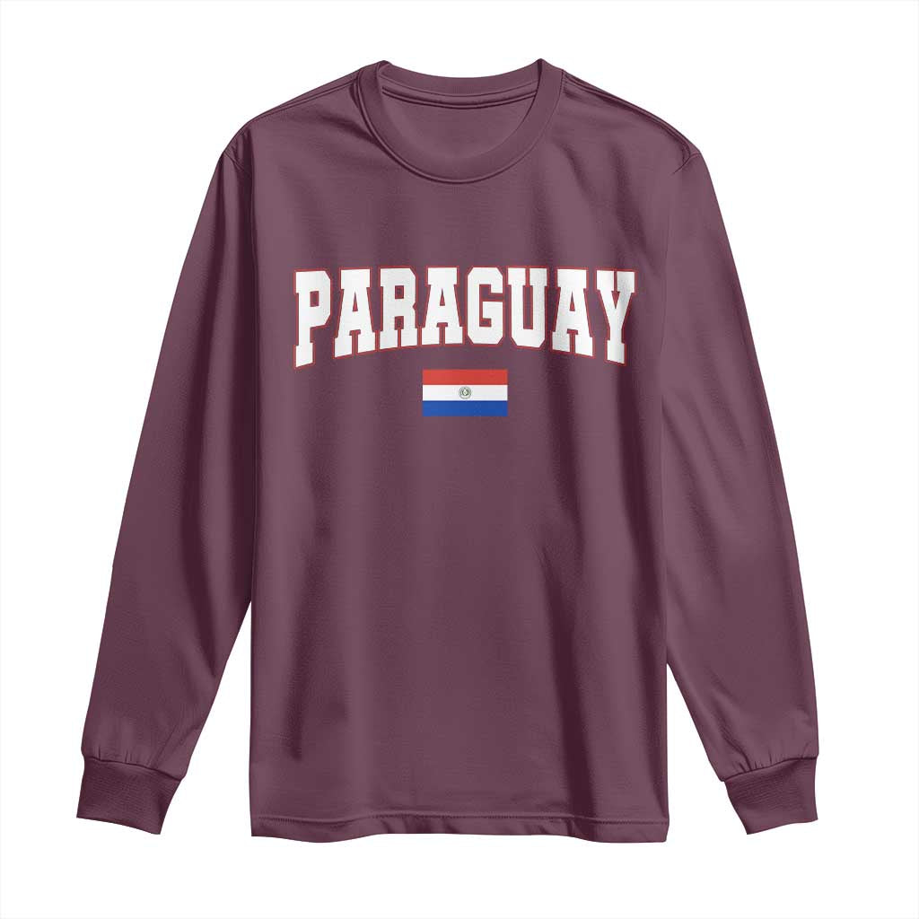 Paraguay Retro Athletic Varsity Style Long Sleeve Shirt Paraguaya Flag Country Pride Heritage